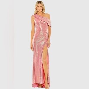 Mac Duggal Shimmering Pink One-Shoulder Gown
